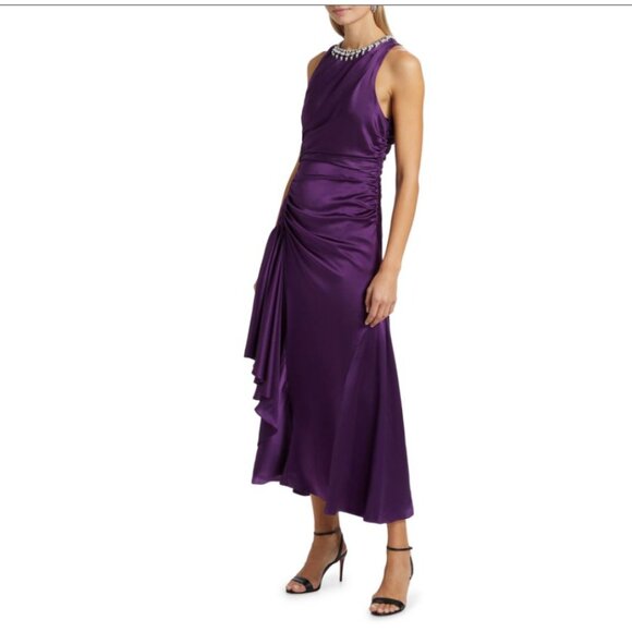 Cinq à Sept Satin Purple Midi Dress - Picture 2 of 12